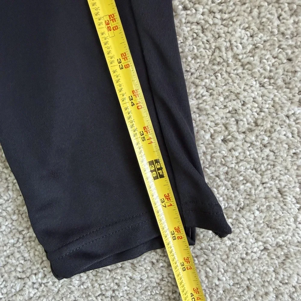 Adidas Track Pants Mens Medium Black Primegreen Elastic Waist Pockets Tapered